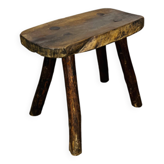 Solid wood brutalist farmhouse stool