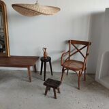 Rattan suspension or shade in the shape of a braided undulating circular tray d:80