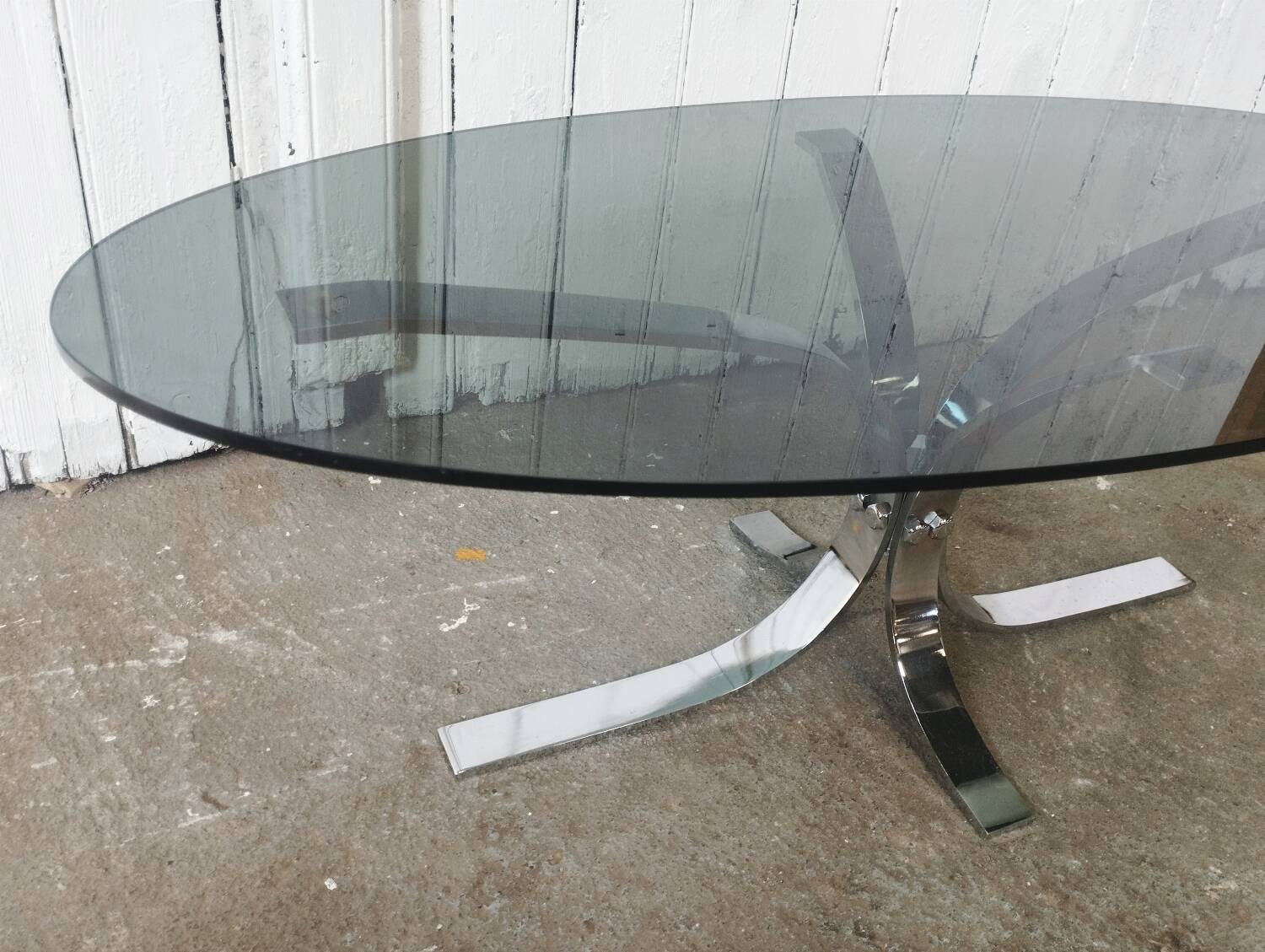 Vintage chrome and smoked glass coffee table