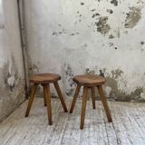 Pine stools with curved seat from the 50s