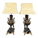 Paire de lampes époque Napoléon III en régule patiné vers 1880