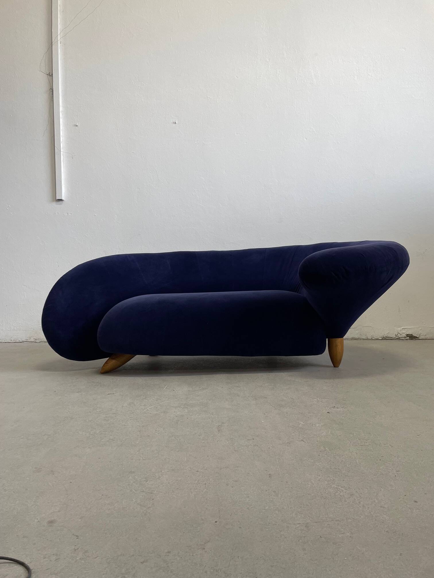 Vintage Organic Form Curved Velvet Sofa, Late 20th Century