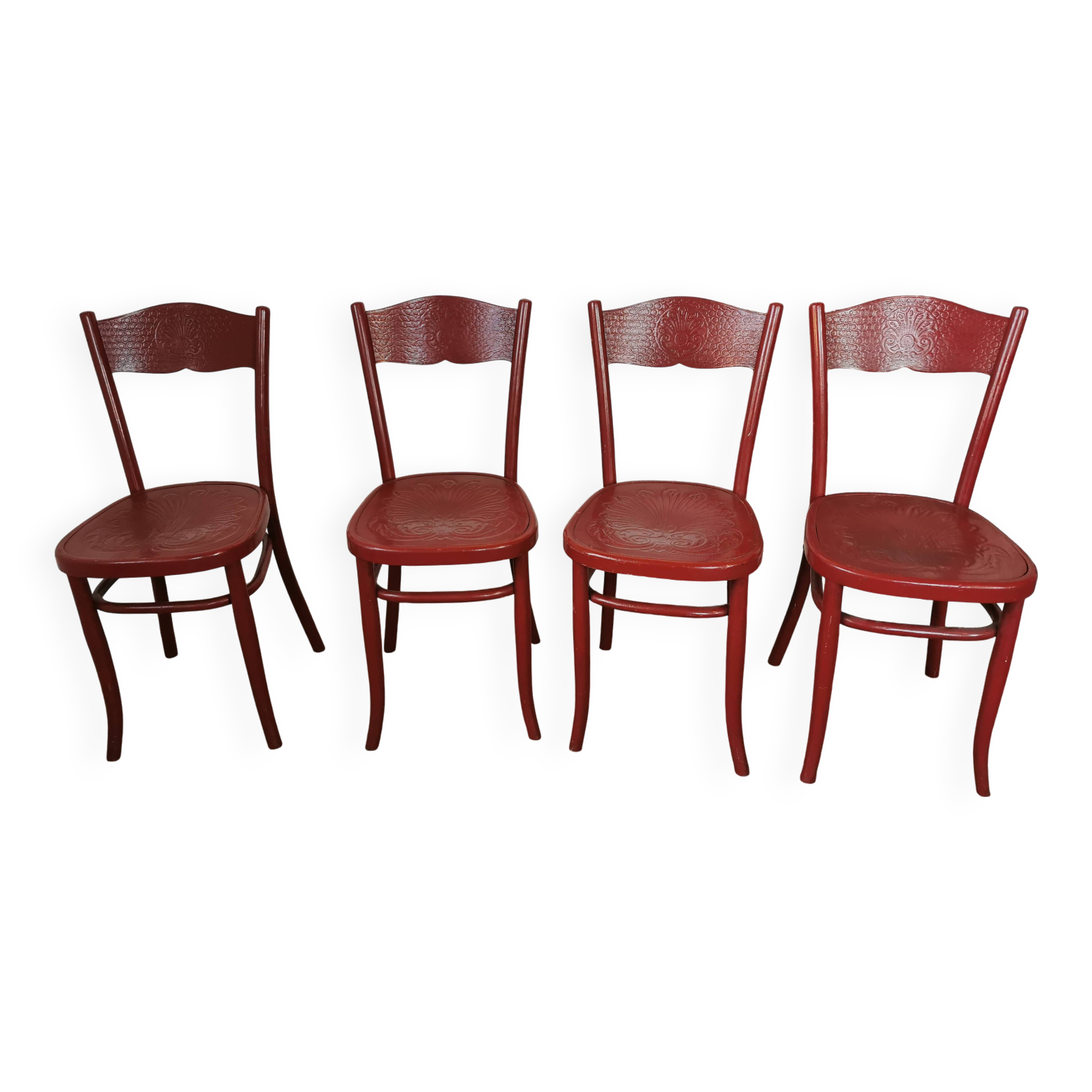 Set of 4 curved wooden bistro chairs Fischel