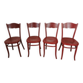 Set of 4 curved wooden bistro chairs Fischel