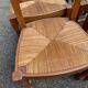 4 solid wood dining chairs with straw seats, 102cm