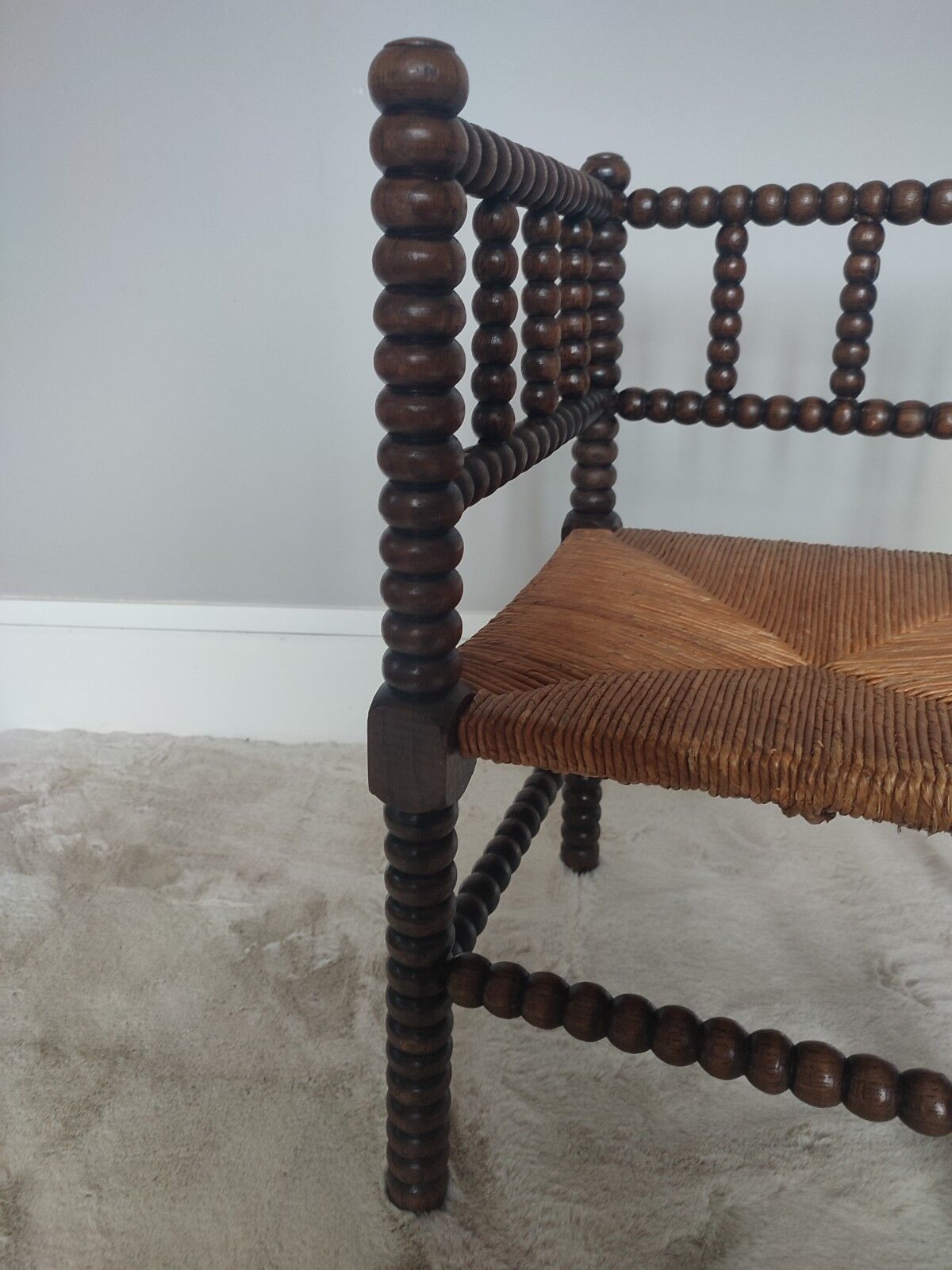 Turned wooden corner chair