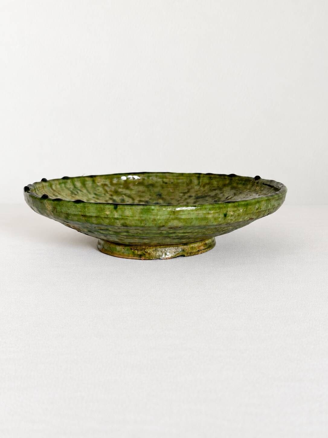 Old Tamegroute bowl, green glazed ceramics, pottery, catch-all.