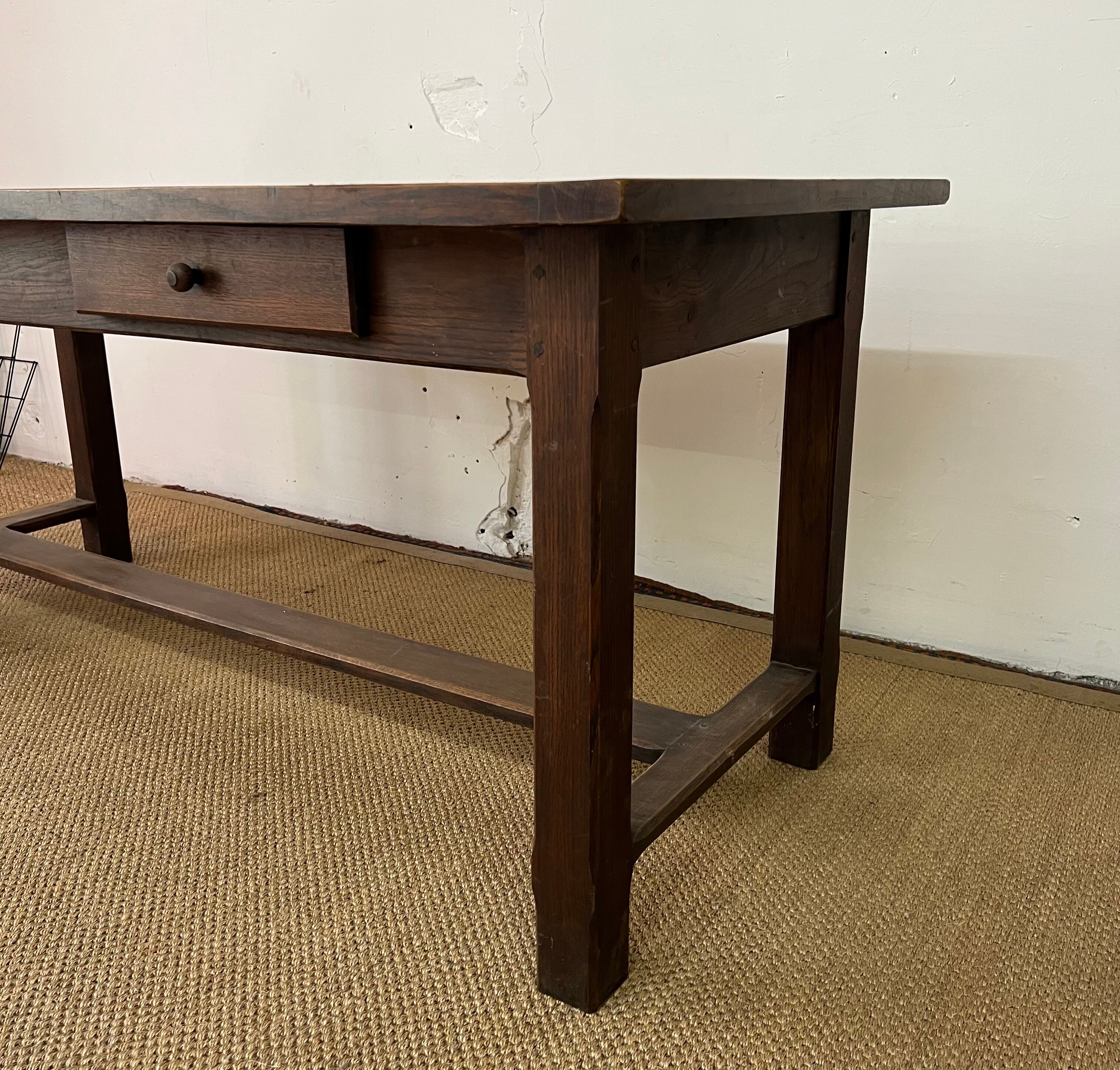 Wooden farmhouse table