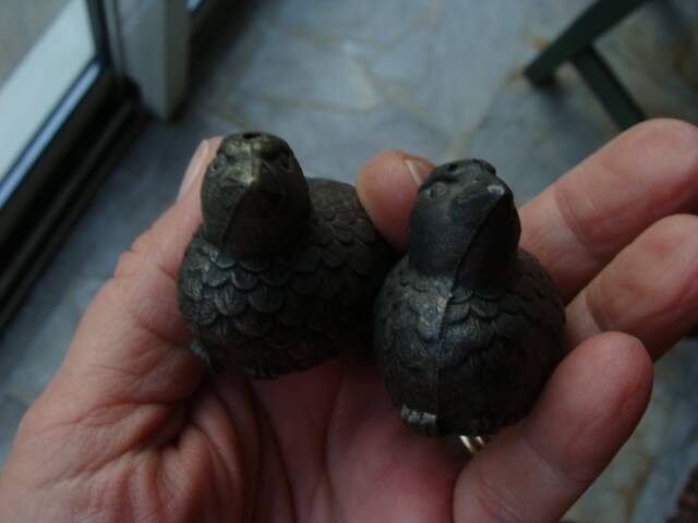 Art Deco quail salt cellars