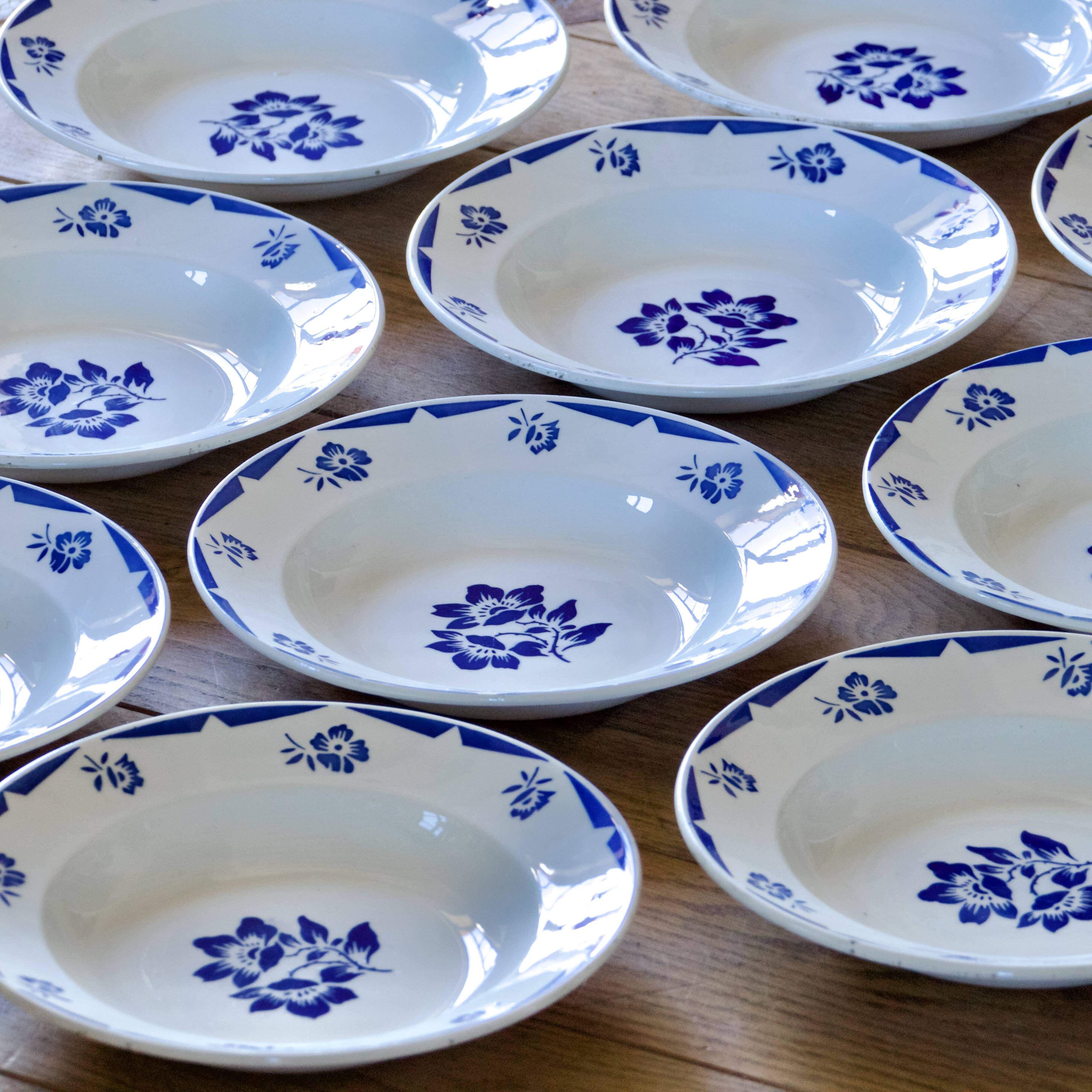Antique Badonviller plates from the "Madelon" collection, hand-painted