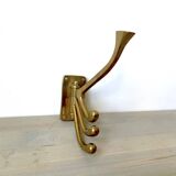 Art Deco Brass Coat Rack with 4 Hooks