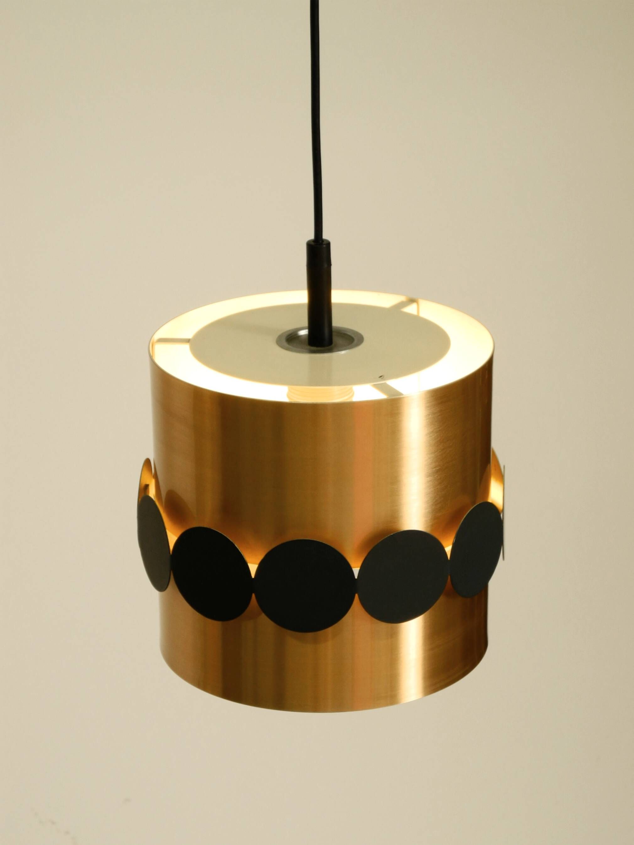1960s Space Age pendant lamp by Doria, made of copper-anodized aluminum