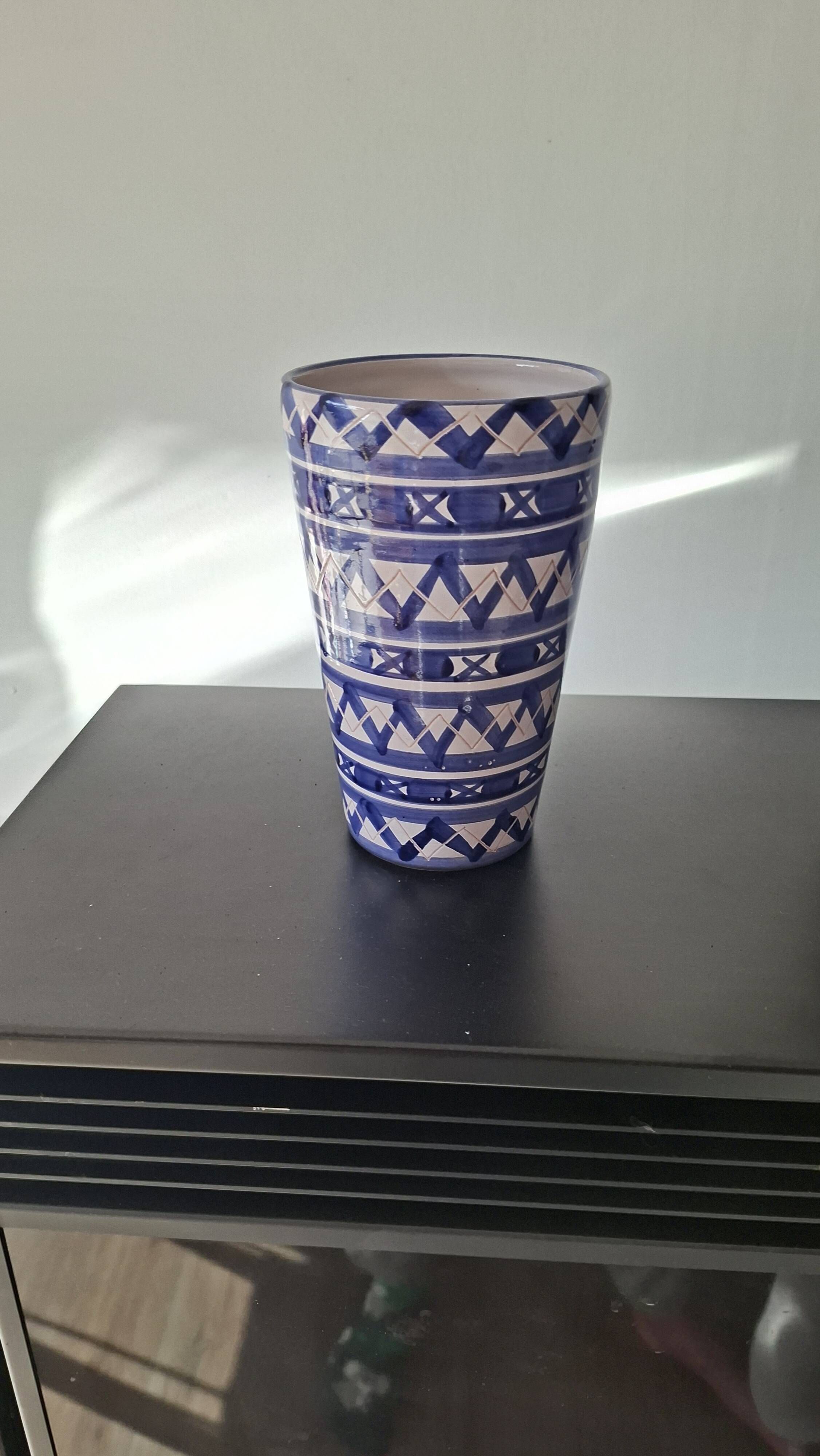 Blue and White Ceramic Decorative Vase Robert Picault