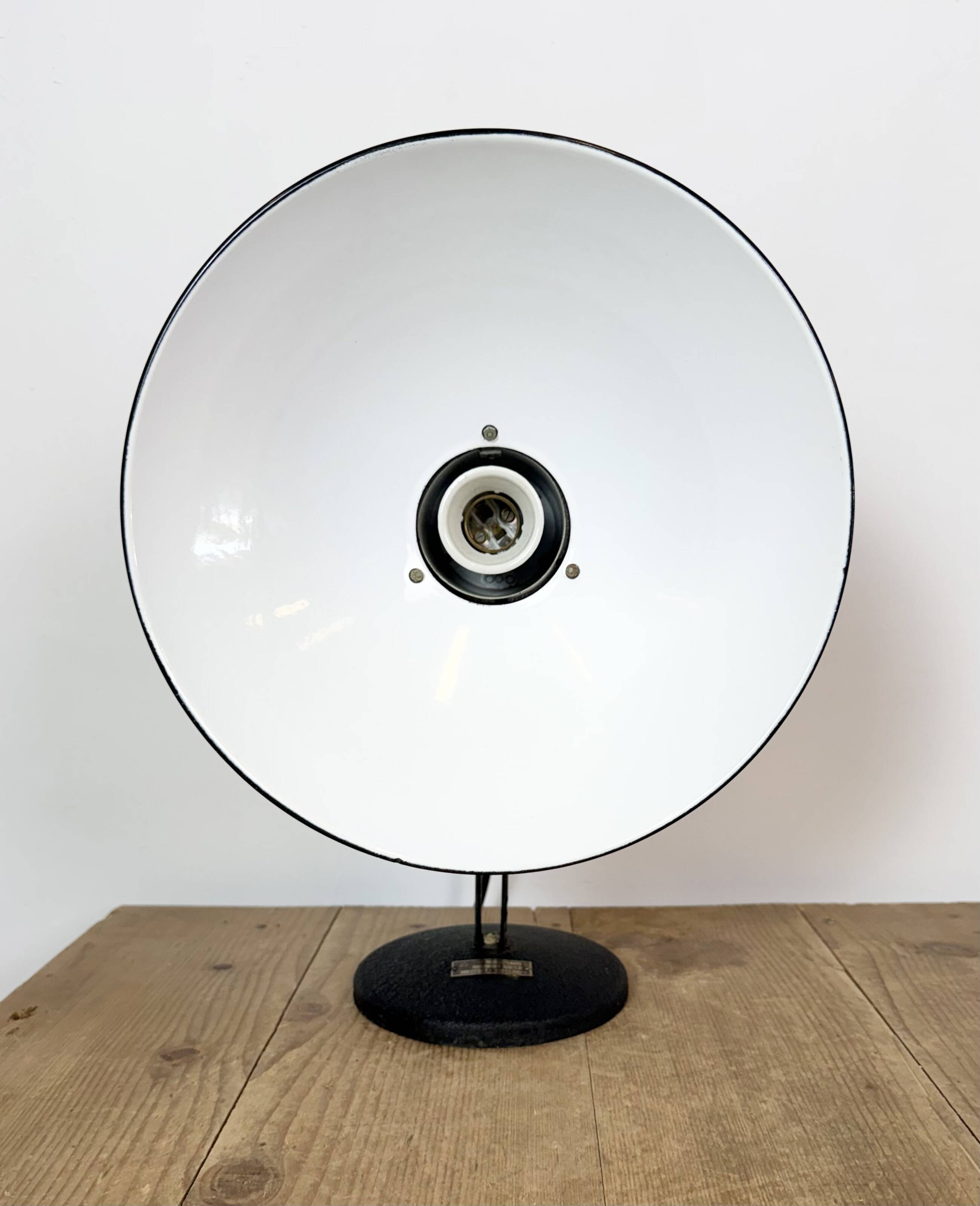 Vintage Industrial Black Enamel Table Lamp from EB, 1950s