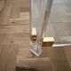 2 side tables in plexiglass, glass, and brass.