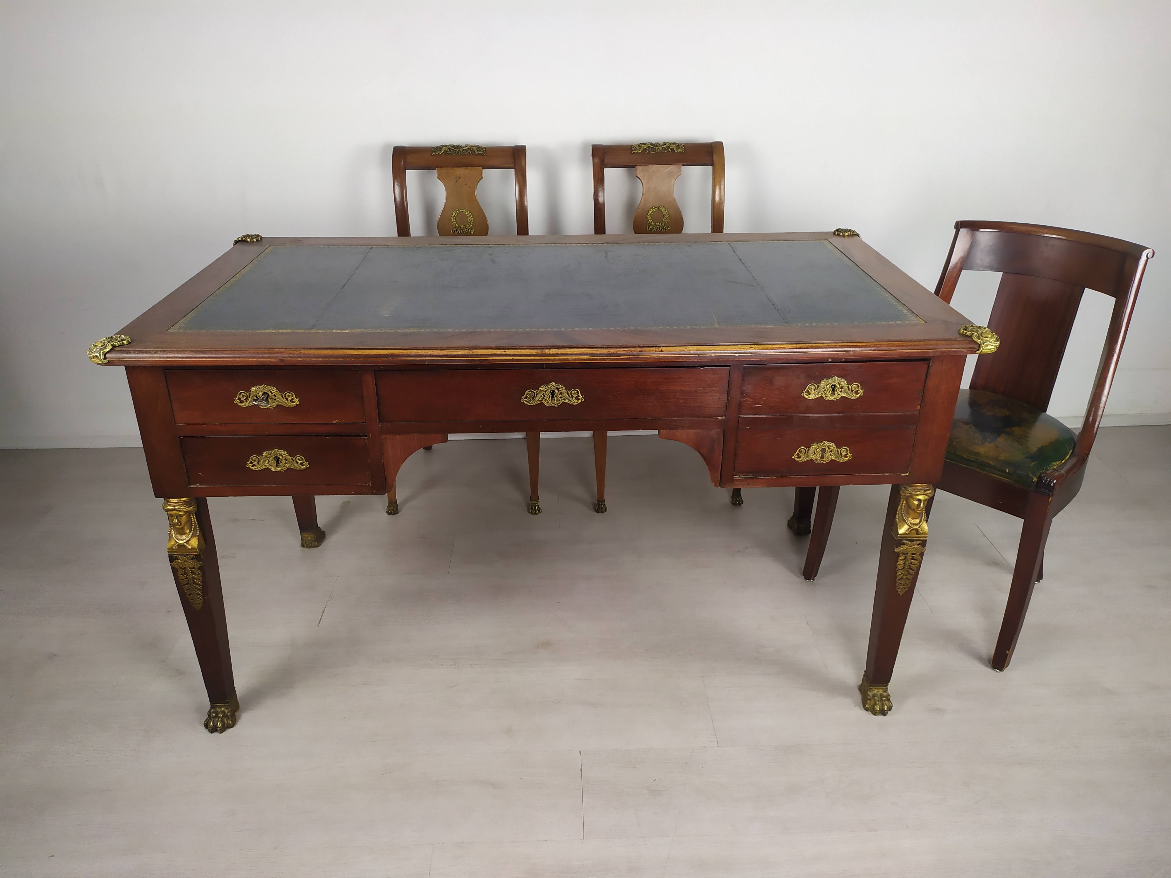 Empire-style desk and chairs