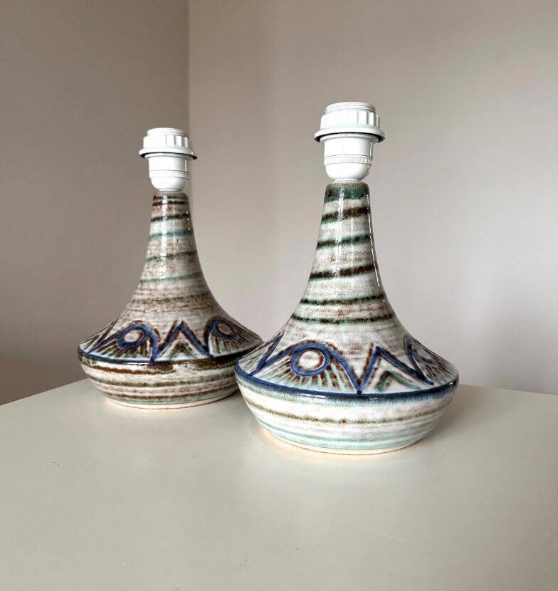 Lampes de table en grès du milieu du siècle de Søholm Stentøj, Danemark, années 1960, ensemble de 2