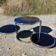 Vintage coffee table with 3 swivel trays - 80s