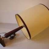 Old living room desk lamp in brown leather signed Le Tanneur France 57 cm