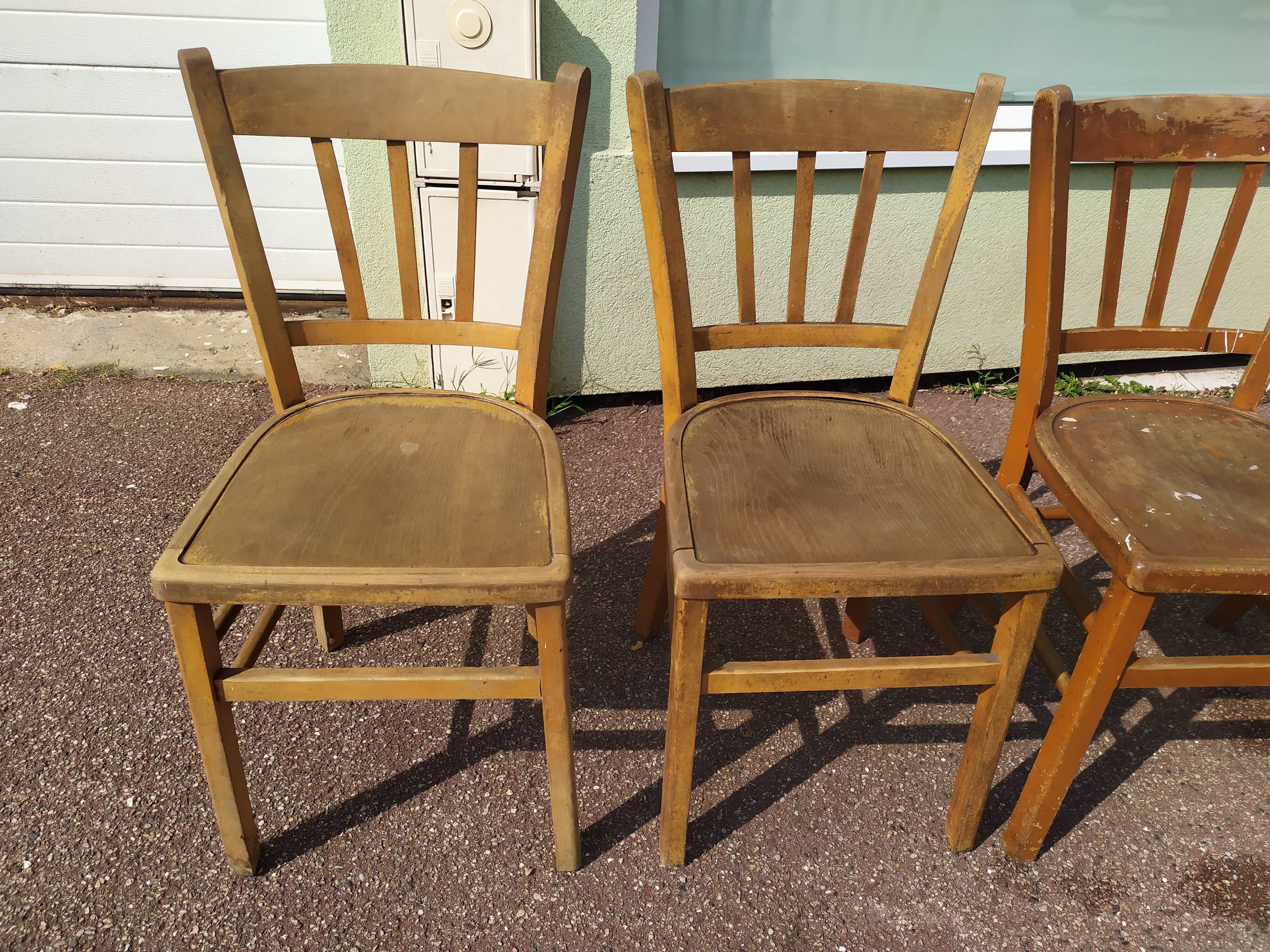 Set of 4 wooden chair bistrot farm