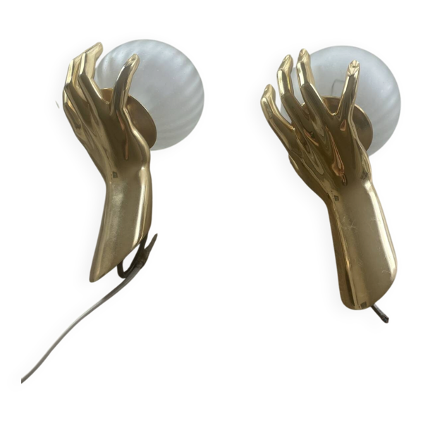 Lot de 2 appliques Arlus en bronze massif