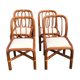 4 vintage rattan chairs seated linen and unbleached hemp