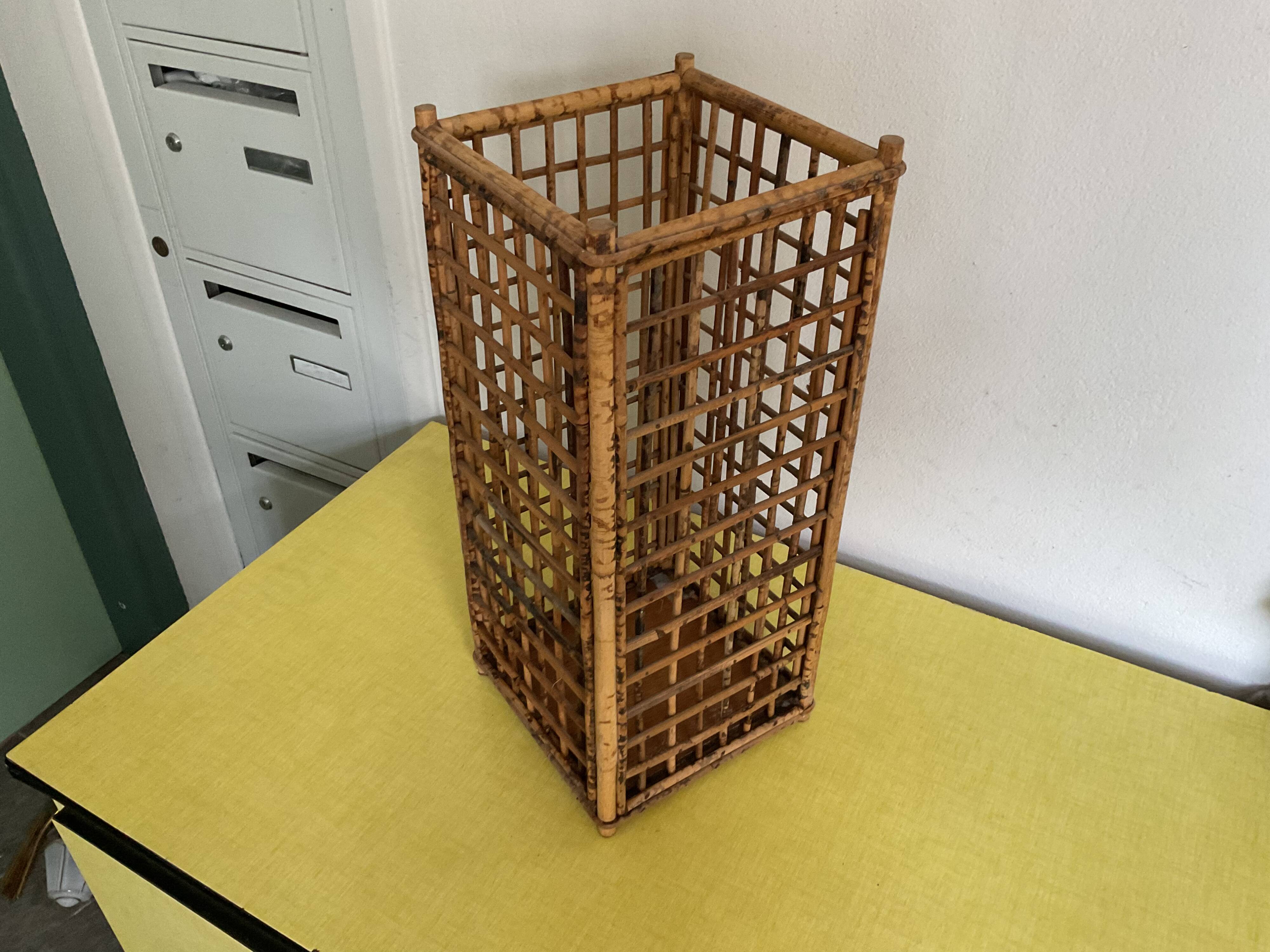 Wicker rattan umbrella stand CIRCA 1970