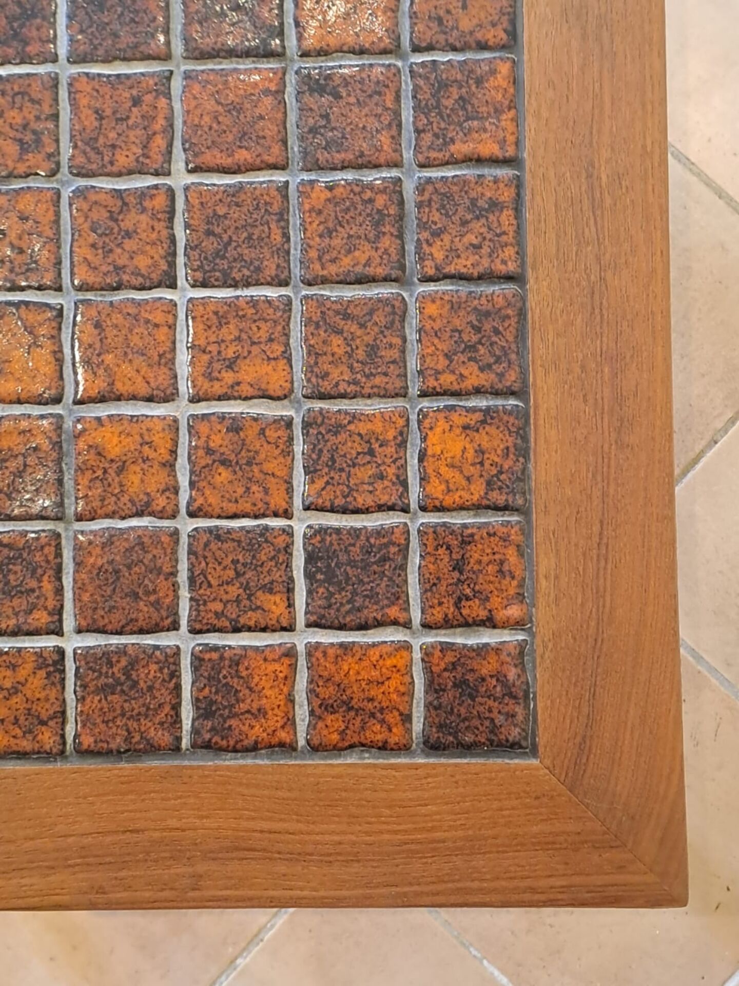 Table basse danoise en teck et céramique, 1960