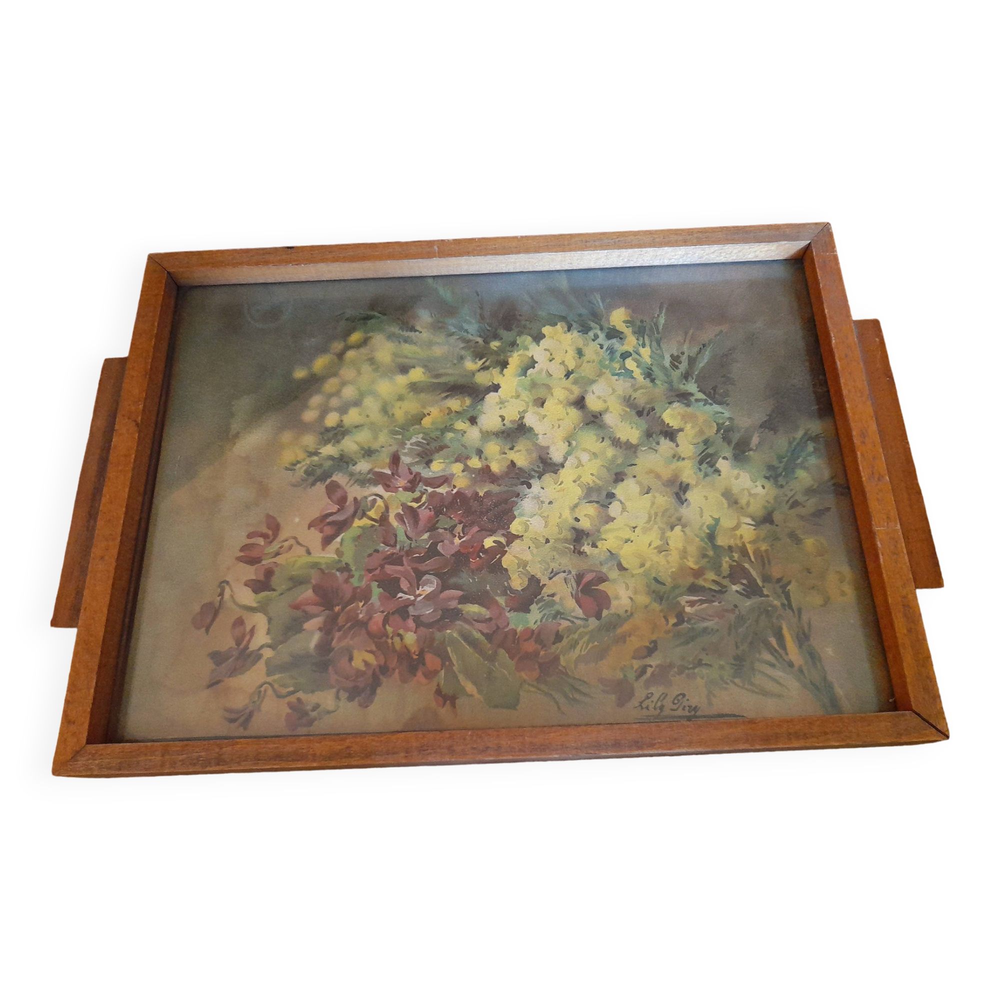 Rectangular serving tray from the 1930s Lily Piry engraving