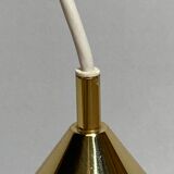 Brass and opal glass hanging space age lamp by Limburg Glashütte