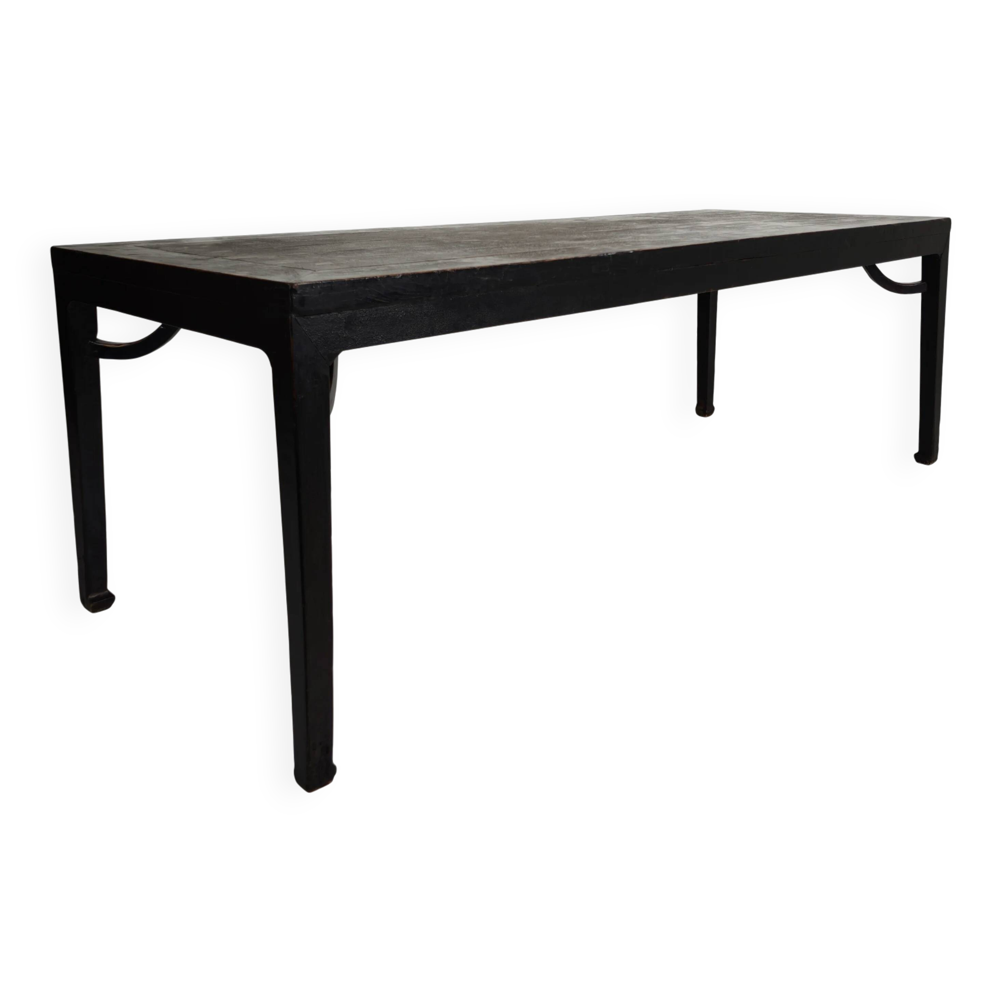 Table de salle à manger chinoise Qing noire (230 cm) — milieu à fin du XVIIIe siècle — laque d'origine