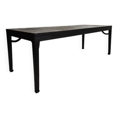 Table de salle à manger chinoise Qing noire (230 cm) — milieu à fin du XVIIIe siècle — laque d'origine