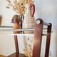 Vintage wooden and metal side table | Retro rolling cart