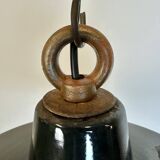 Black enamel industrial pendant lamp, 1950s