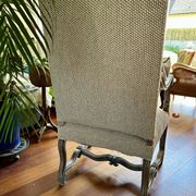Restored Louis XIII armchair – textured beige fabric