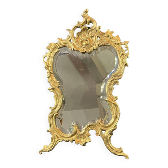 19th century beveled table mirror in gilded bronze, Louis XV style
