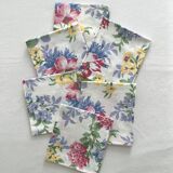 6 serviettes de table à fleurs en coton vintage