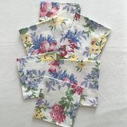 6 serviettes de table à fleurs en coton vintage