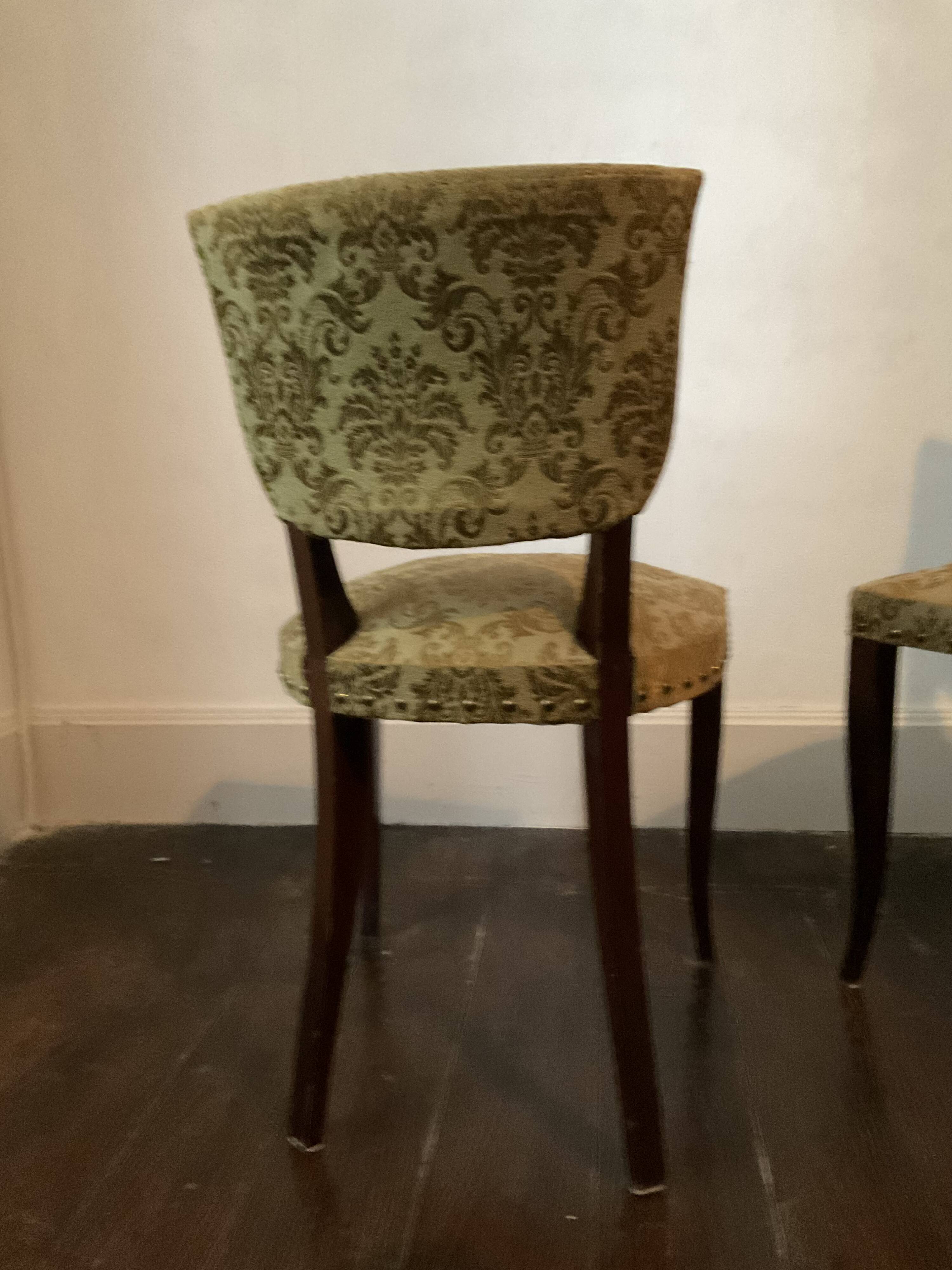 Pair of 60s bridge style velvet chairs