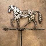 Horse-shaped weather vane in brushed steel artisanal work by ironworker