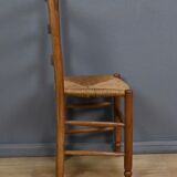 Set of 4 rush-seated chairs in cherry wood – late 19th century