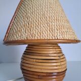 Paire de lampes en bambou et osier