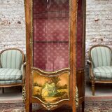 Curved showcase in marquetry Louis XV style
