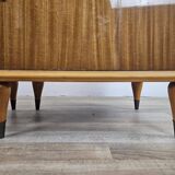 Paire de tables de nuit des années 50 avec plateau miroir