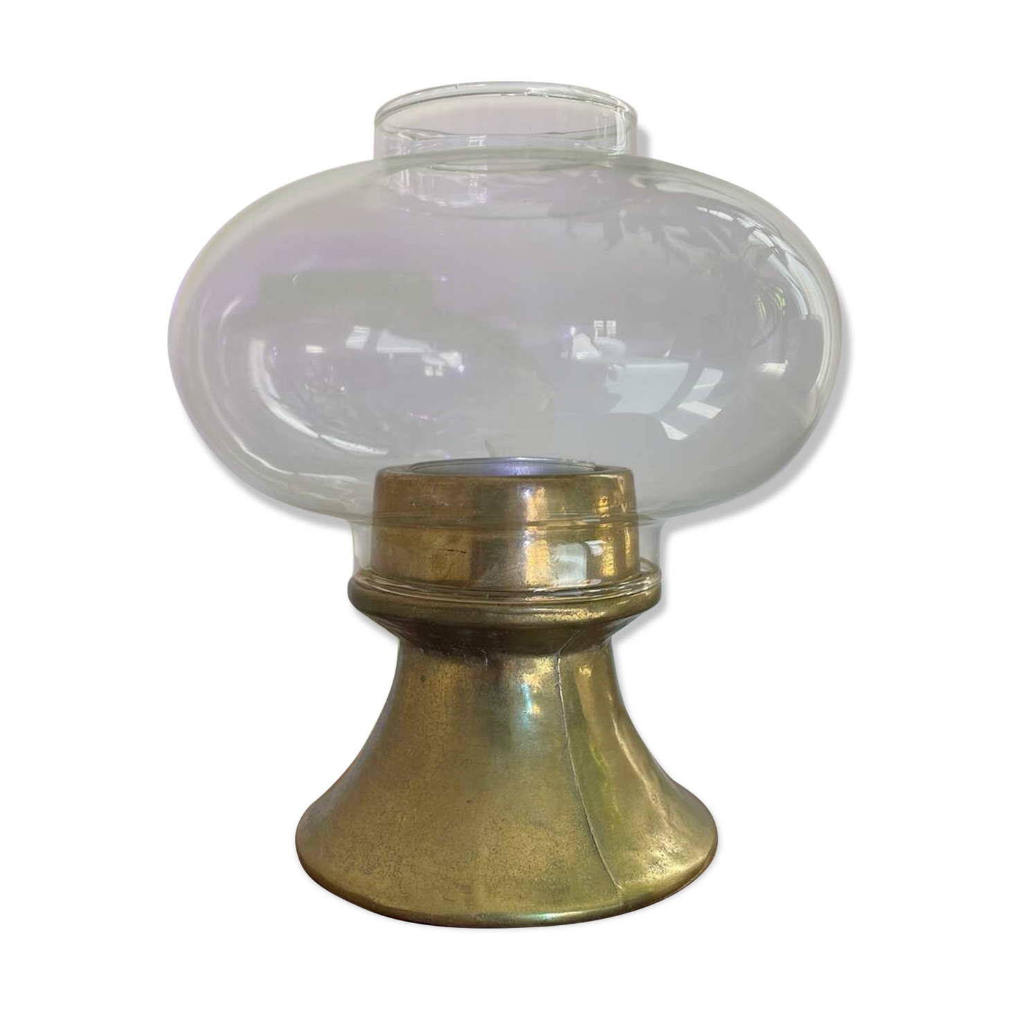 Glass and brass candle holder