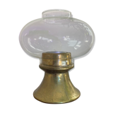 Glass and brass candle holder