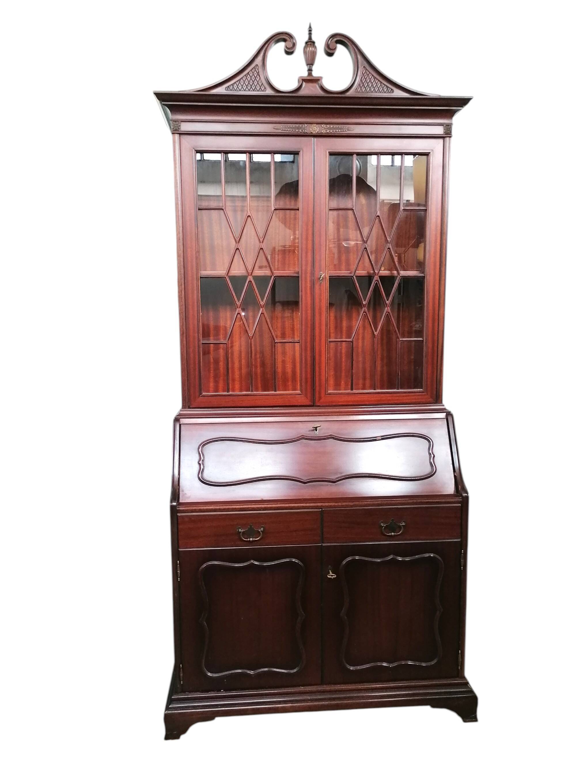 Trumeau (secretary desk) vintage con vetrina, anni 50