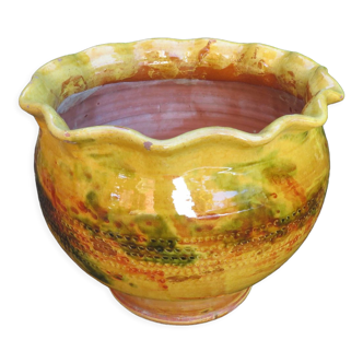 Yellow glazed terracotta flower pot 30s 40s