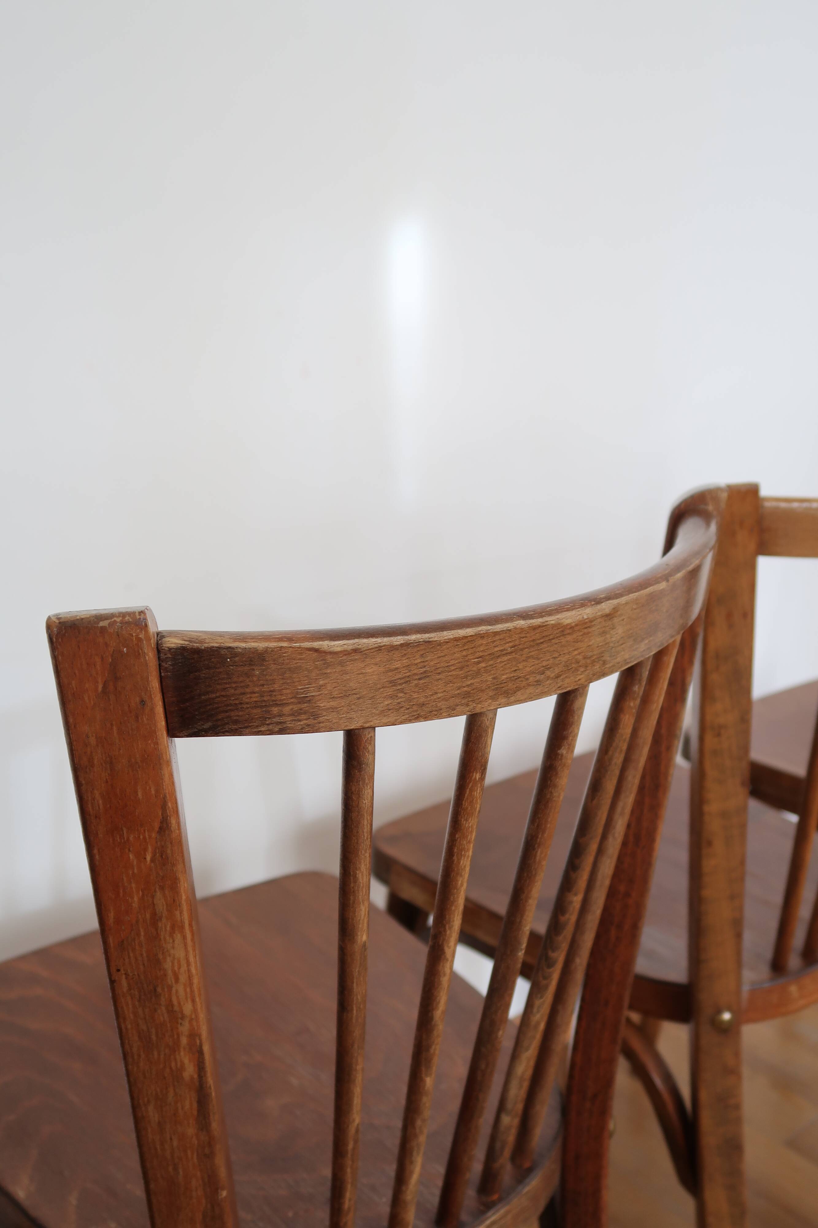 Lot de 5 chaises bistrot baumann vintage