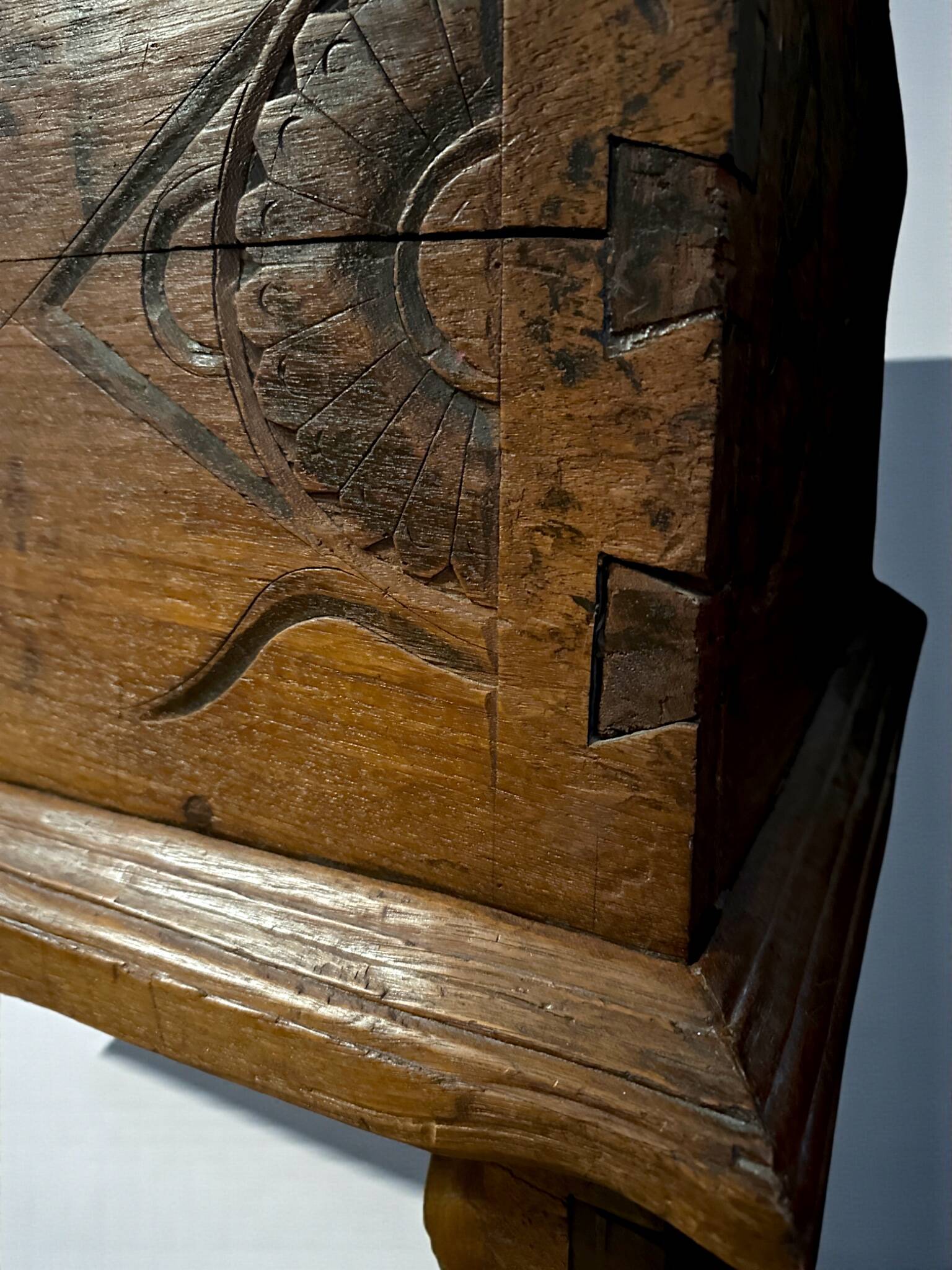 Large Hand-Carved Teak Storage Chest, 1800s